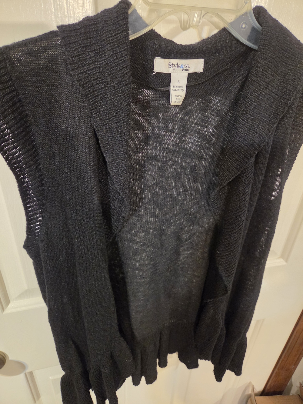 Style & Co. Black Open-Front Knit Vest
